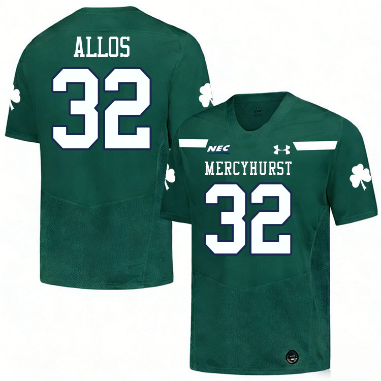 Mercyhurst Lakers #32 Jaiden Allos College Football Jerseys,Uniforms Stitched-Green